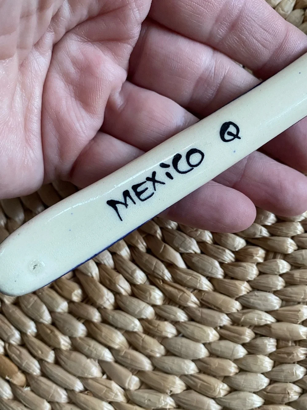 Mexican Talavera Ceramic Condiment Spoon Hand Painted Floral Boho Mexico Q